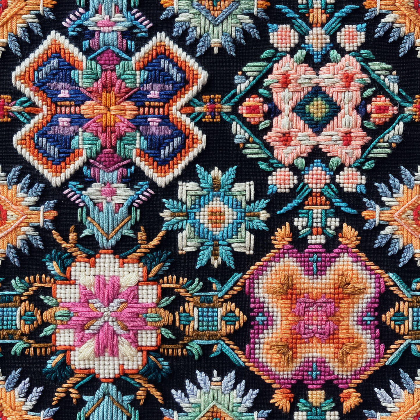 Middle Eastern Tatreez Inspired Fabric