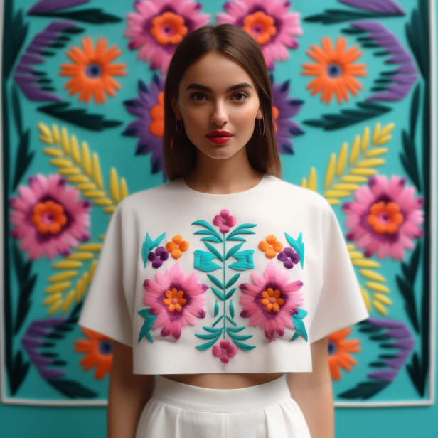 Floral Embroidered T-Shirt (SEVEN 03)
