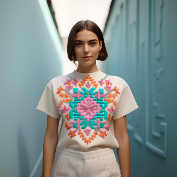 Floral Embroidered T-shirt (SEVEN 02)