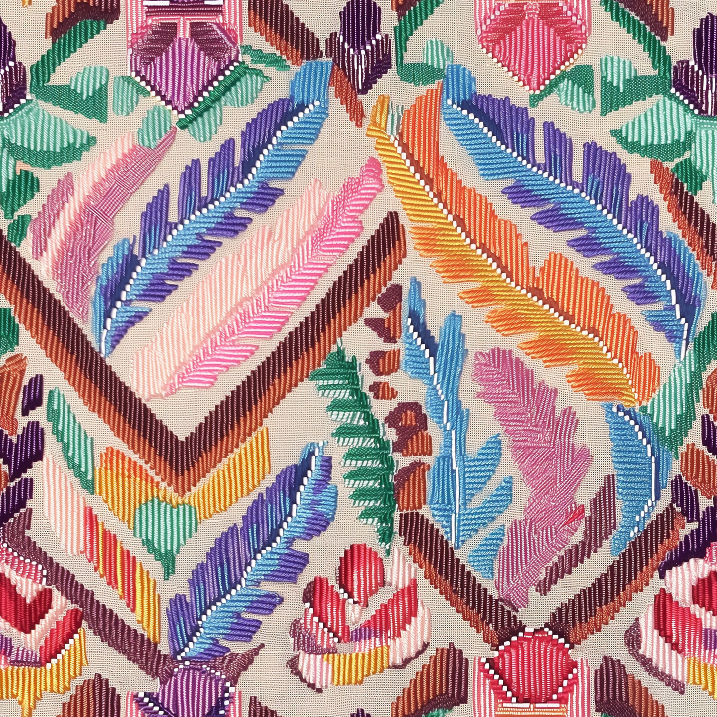 Feathers & Florals Vibrant Embroidery