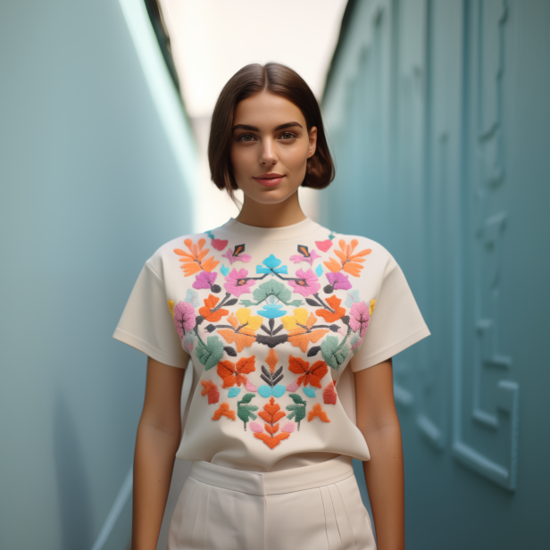Floral Embroidered T-shirt (SEVEN 07)