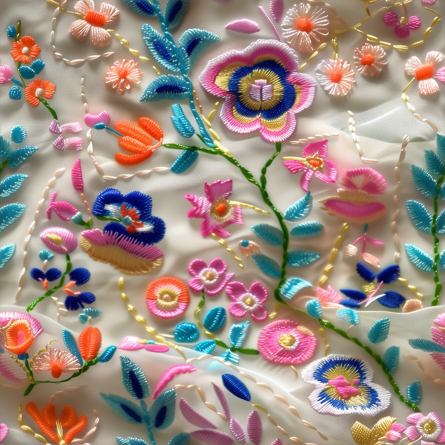 Multicolour Floral Embroidery