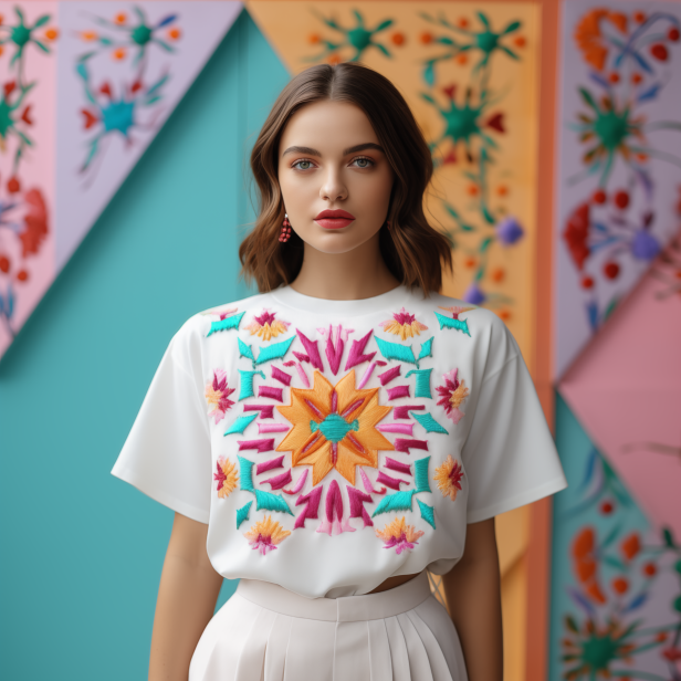 Floral Embroidered T-Shirt (SEVEN 06)
